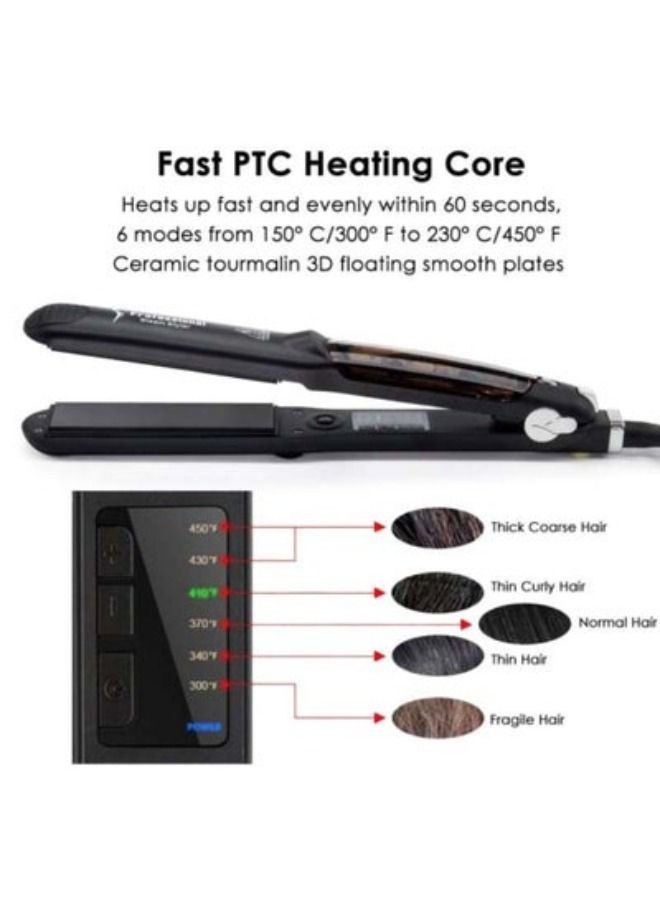 Professional Dual-Use Steam Hair Straightener Black - Image 2