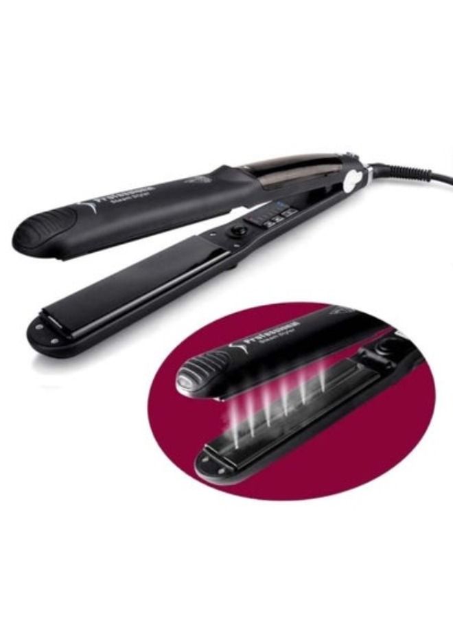 Professional Dual-Use Steam Hair Straightener Black - Image 3