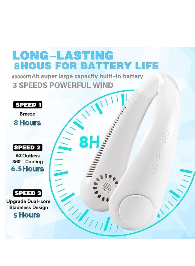 ELTRAZONE Portable Neck Fan Hands Free Bladeless Neck Fan, 360° Cooling Hanging Fan, USB Rechargeable Personal Neck Fan, Headphone Design Neck Air Conditioner with 3 Wind Speed for Outdoor Indoor - Image 4