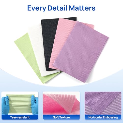 JMU Black Dental Bibs, 3-Ply Disposable Dental Bibs Waterproof Tattoo Bibs for Dental Clinic, Tattoo Shop, Nail Salon, 13"x18", 50 Pack - Image 3