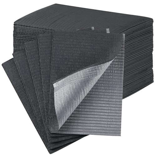JMU Black Dental Bibs, 3-Ply Disposable Dental Bibs Waterproof Tattoo Bibs for Dental Clinic, Tattoo Shop, Nail Salon, 13"x18", 50 Pack - Image 1