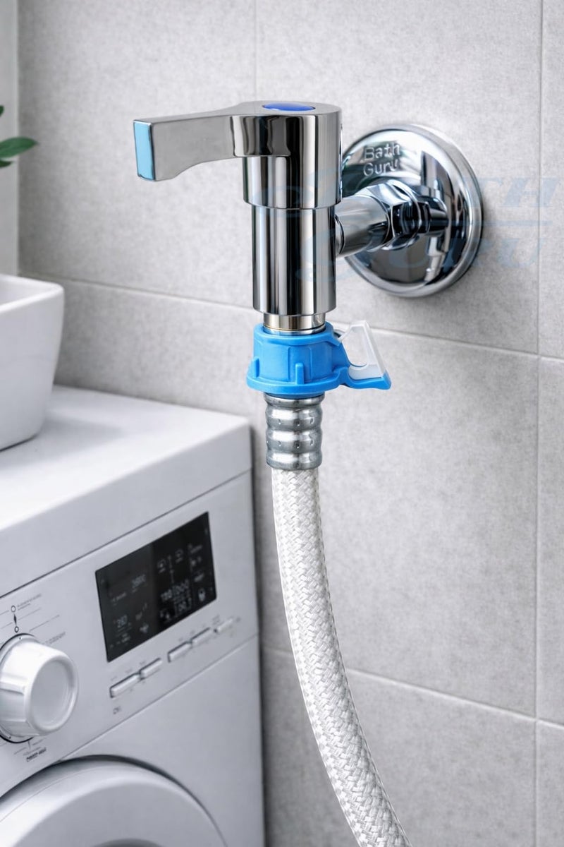 BATH GURU Washing Machine Tap | Durable Wall Mounted Zinc Faucet with Ergonomic Plastic Handle | Sleek Chrome Finish Water Tap for Bathroom & Garden | Reliable Nozzle Tap for Home Use - Image 3