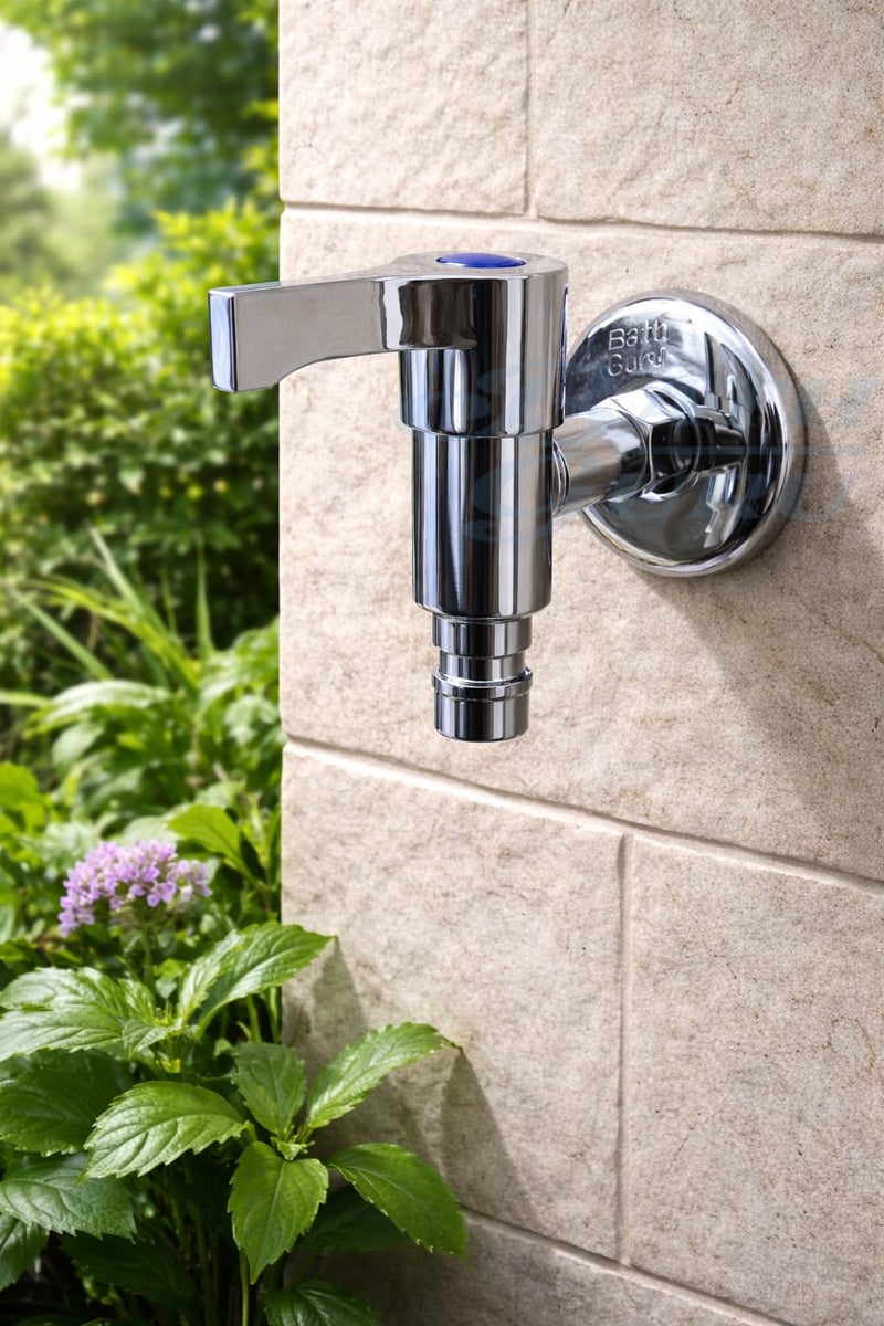 BATH GURU Washing Machine Tap | Durable Wall Mounted Zinc Faucet with Ergonomic Plastic Handle | Sleek Chrome Finish Water Tap for Bathroom & Garden | Reliable Nozzle Tap for Home Use - Image 5