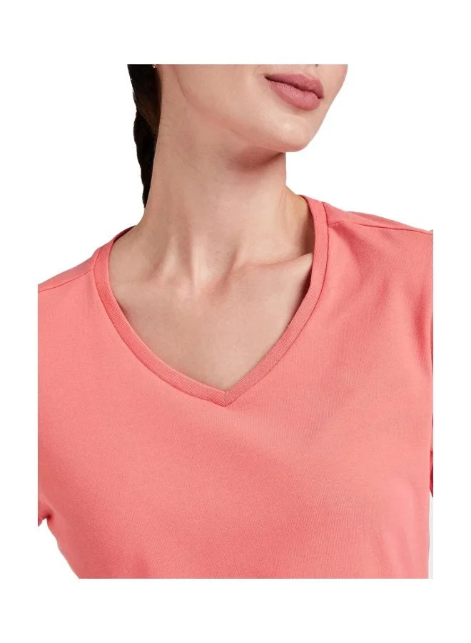 Jockey Blush Pink 1359 Women Super Combed Cotton Elastane Stretch Regular Fit Solid V Neck Half Sleeve T Shirt for Women | Best Price UAE