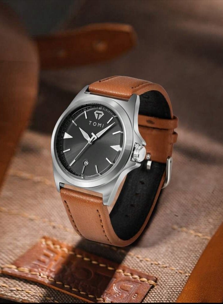 TOMI Brown analog watch with leather strap from TOMI - Image 1