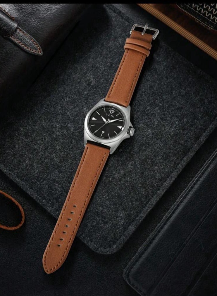 TOMI Brown analog watch with leather strap from TOMI - Image 2