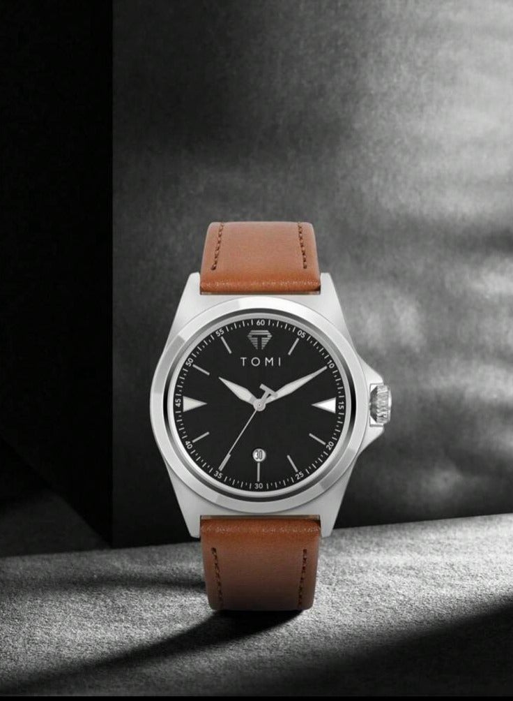 TOMI Brown analog watch with leather strap from TOMI - Image 4