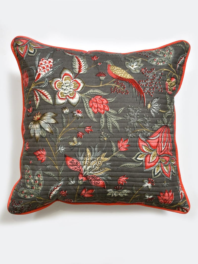 Clasiko Cotton 300 TC Cushion Covers Set of 2; 18X18 Inches; Pink Flowers - Image 5