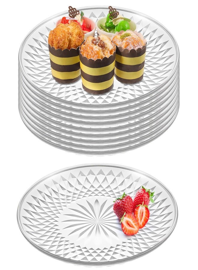 Tobeelec 10 Pcs Round Plastic Serving Platters 12 Inch Clear Plastic Tray PP Crystal Flan Plates for Engagement Party Food Cake Cookie Fruits Birthday Wedding Supplies - Image 1