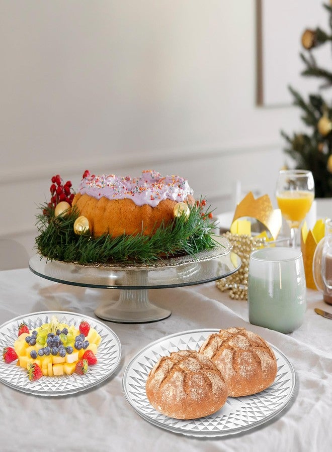 Tobeelec 10 Pcs Round Plastic Serving Platters 12 Inch Clear Plastic Tray PP Crystal Flan Plates for Engagement Party Food Cake Cookie Fruits Birthday Wedding Supplies - Image 5