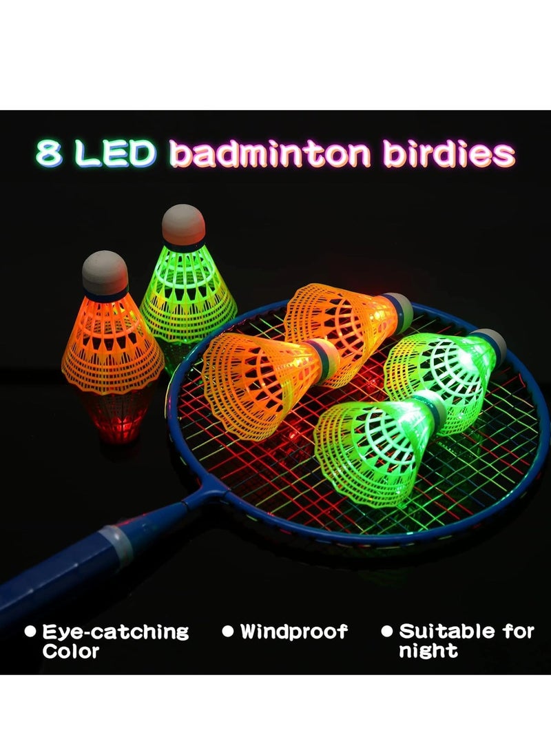 Generic Luminous Badminton Set for Kids - Includes 2 Nylon Alloy Rackets, 8 LED Birdies, 6 Non-Luminous Birdies, and 2 Carrying Bags - Perfect for Fun Outdoor Play!  - Image 3