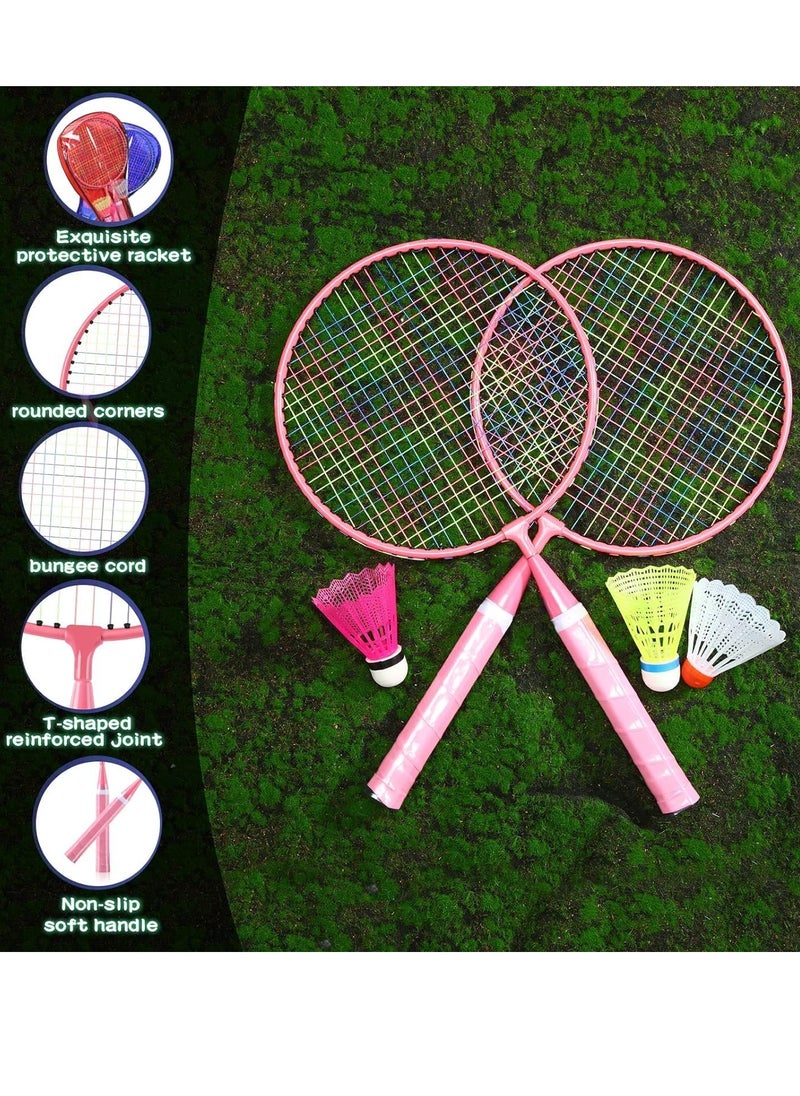 Generic Luminous Badminton Set for Kids - Includes 2 Nylon Alloy Rackets, 8 LED Birdies, 6 Non-Luminous Birdies, and 2 Carrying Bags - Perfect for Fun Outdoor Play!  - Image 2