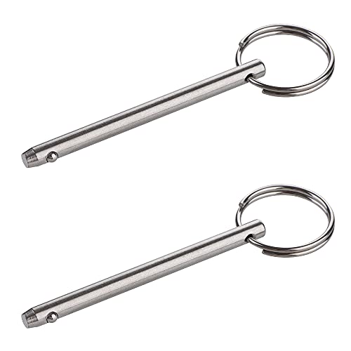 VTurboWay 2 Pack Quick Release Pin, Diameter 3/16"(4.8mm), Overall Length 2-1/2"(65mm), Usable Length 2"(51mm), Full 316 Stainless Steel, Bimini Top Pin, Marine Hardware - Image 1