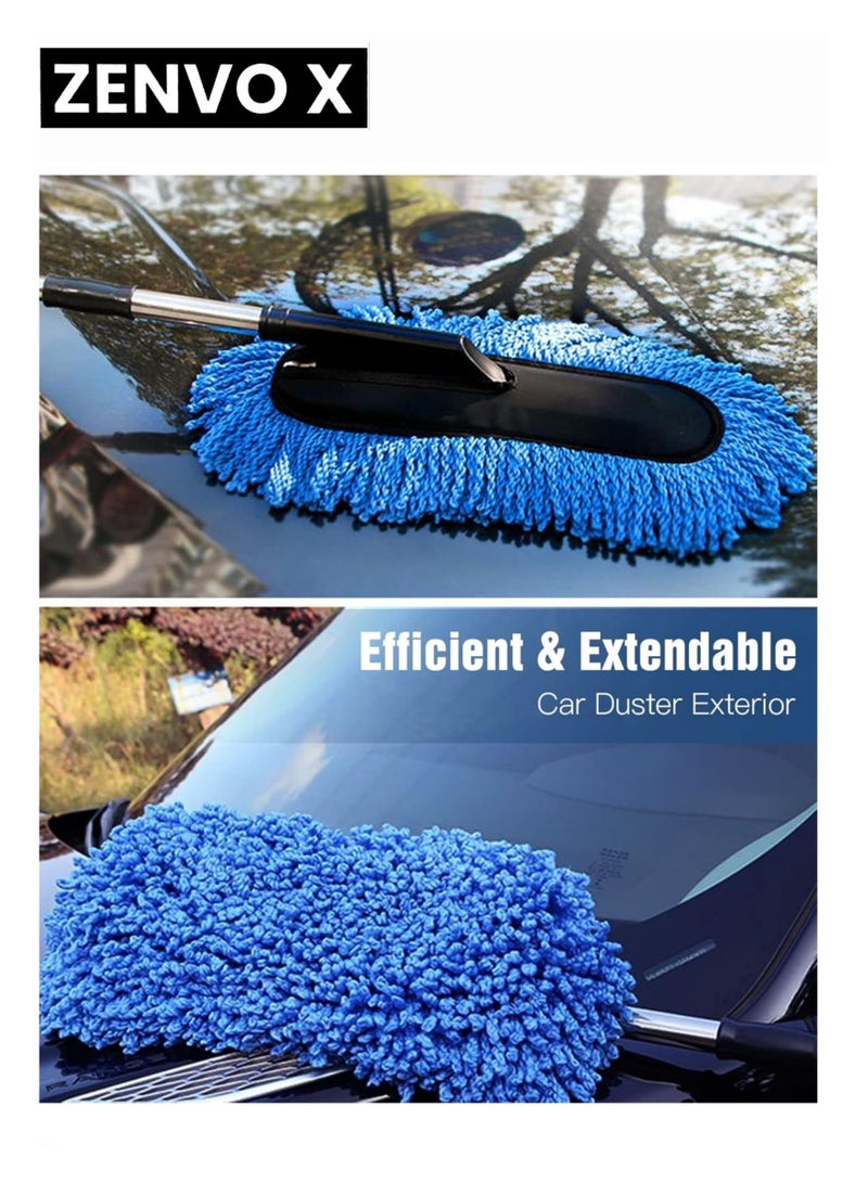 zenvo X Car Duster Kit, 3 Pack Car Detailing Brush Set with Extendable Microfiber Dust Brush & Scratch-Free Car Dash Duster & Soft Car Interior Brush for Vehicles, Motorcycle, and Home Cleaning Tools  - Image 2