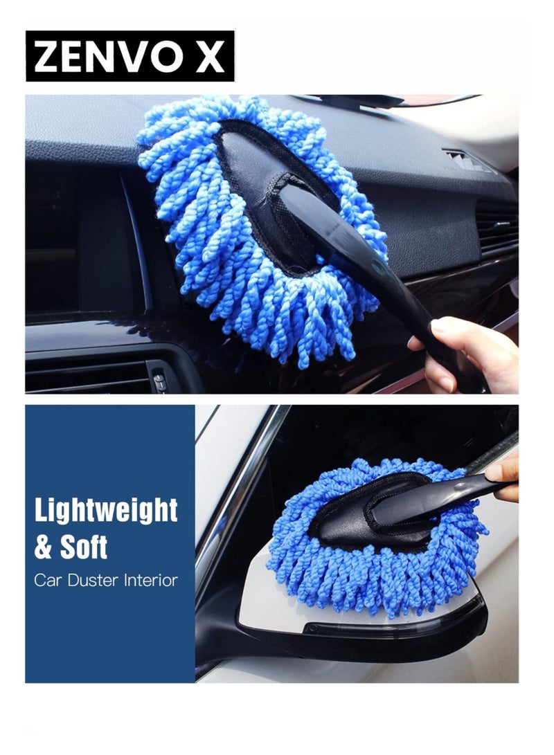 zenvo X Car Duster Kit, 3 Pack Car Detailing Brush Set with Extendable Microfiber Dust Brush & Scratch-Free Car Dash Duster & Soft Car Interior Brush for Vehicles, Motorcycle, and Home Cleaning Tools  - Image 3