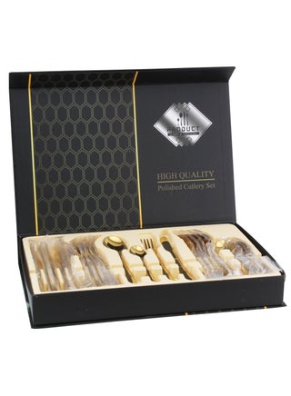 Berger Gold Flatware Silverware Set, 24-Piece Stainless Steel Flatware Cutlery Set, Service for 6, Include Knife/Fork/Spoon/Teaspoon, Mirror Finish, Smooth Edge, with Gift Box- Shiny Gold - pzsku/Z6571B019272B4409C54DZ/45/_/1708533276/01d7dd46-e15d-4b5f-9628-c813ecd5c9cb