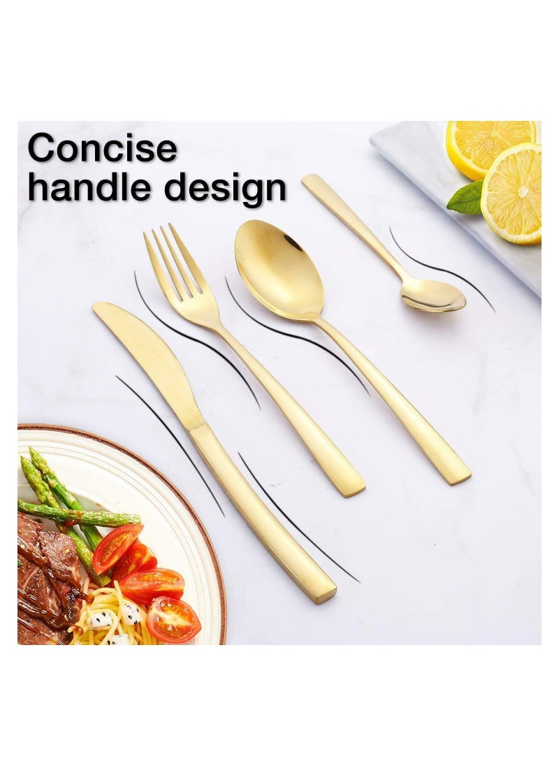 Berger Berger Gold Flatware Silverware Set, 24-Piece Stainless Steel Flatware Cutlery Set, Service for 6, Include Knife/Fork/Spoon/Teaspoon, Mirror Finish, Smooth Edge, with Gift Box- Shiny Gold  - Image 3