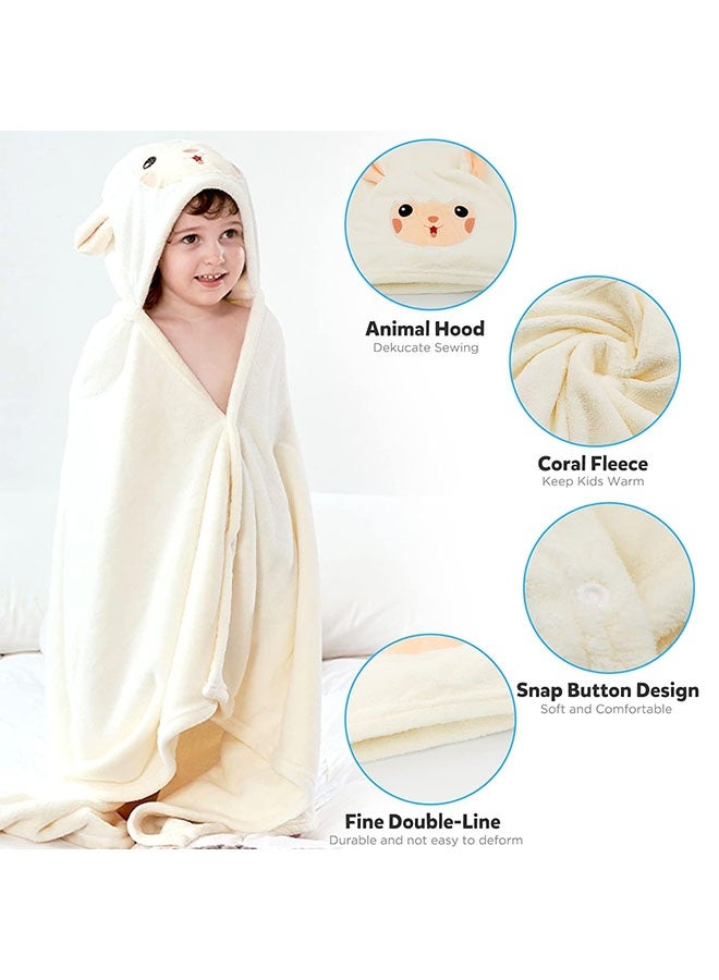 Comysubao Large Baby  Bath Towels Hooded Towel Newborn Hooded Baby Towel Ultra Absorbent and Soft Cotton Hooded Washcloth for Baby Toddler Infant Unisex Hooded Baby Bath Towel for Newborn, Toddler, Infant,Suitable for Bath, Pool, Beach (White) - Image 3