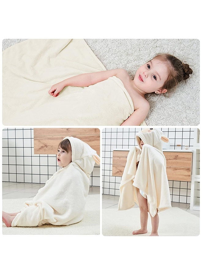 Comysubao Large Baby  Bath Towels Hooded Towel Newborn Hooded Baby Towel Ultra Absorbent and Soft Cotton Hooded Washcloth for Baby Toddler Infant Unisex Hooded Baby Bath Towel for Newborn, Toddler, Infant,Suitable for Bath, Pool, Beach (White) - Image 5