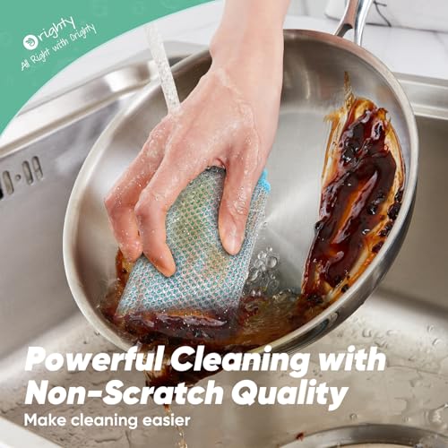 Orighty Multipurpose Wire Dishwashing Rag 12 Pcs, Upgraded Double-Layer Non-Scratch Wire Dish Cleaning Cloths, Kitchen Reusable Steel Scrubber, Powerful Dishcloth Rag for Cookware, Multicolor, 7"x8" - Image 4