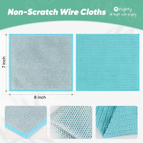 Orighty Multipurpose Wire Dishwashing Rag 12 Pcs, Upgraded Double-Layer Non-Scratch Wire Dish Cleaning Cloths, Kitchen Reusable Steel Scrubber, Powerful Dishcloth Rag for Cookware, Multicolor, 7"x8" - Image 2