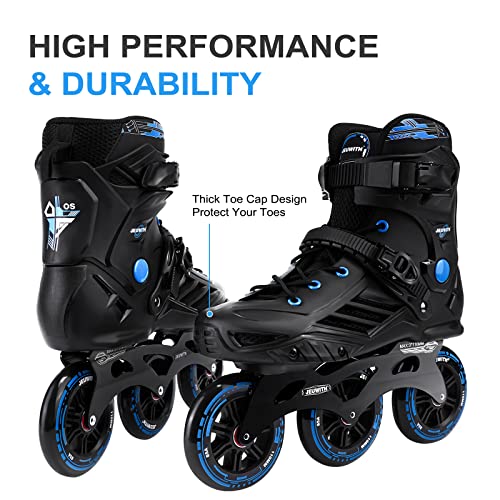 JEUWITH Inline Skates, 3 Wheels 110mm Roller Skates Blades for Adult Women Men, Professional Outdoor Fitness Inline Speed Skates for Unisex (Black & Blue) Men7.5/Women8.5/27cm - Image 5