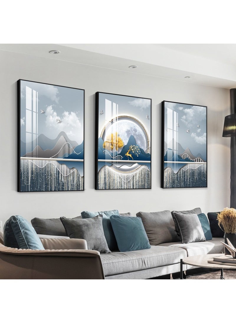 FASHION HOME - 3PCS Wall Art Bright Style Minimalist Decor Modern Abstract Canvas Prints Poster Picture Framed Paintings Decorations - Image 1