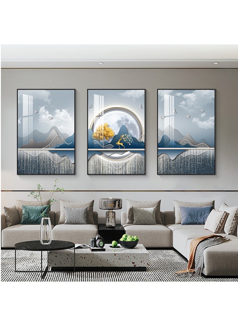 FASHION HOME - 3PCS Wall Art Bright Style Minimalist Decor Modern Abstract Canvas Prints Poster Picture Framed Paintings Decorations - Image 1