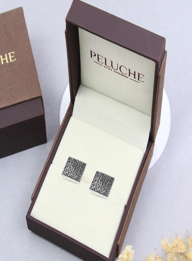Peluche Designer Black Enamel Cufflinks for Men - Image 5