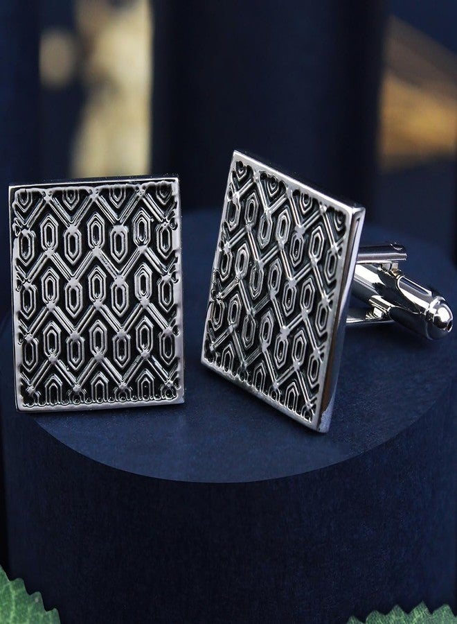 Peluche Designer Black Enamel Cufflinks for Men - Image 2