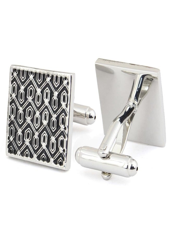 Peluche Designer Black Enamel Cufflinks for Men - Image 3