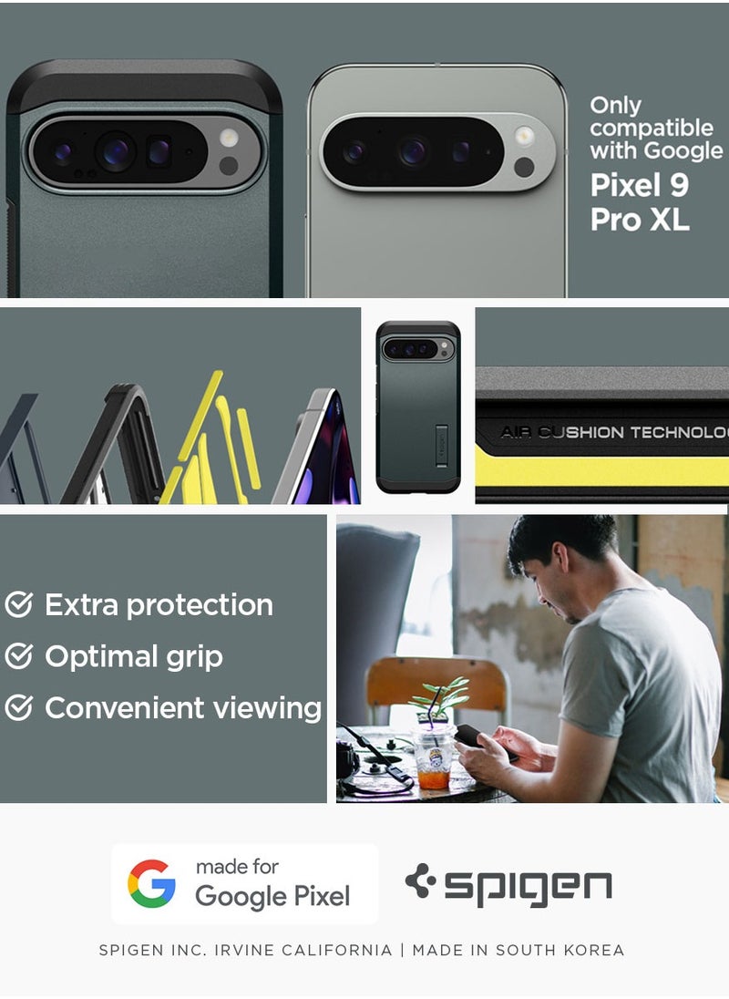 Spigen Tough Armor Google Pixel 9 Pro XL Case Cover with Extreme Impact Foam - Abyss Green  - Image 2