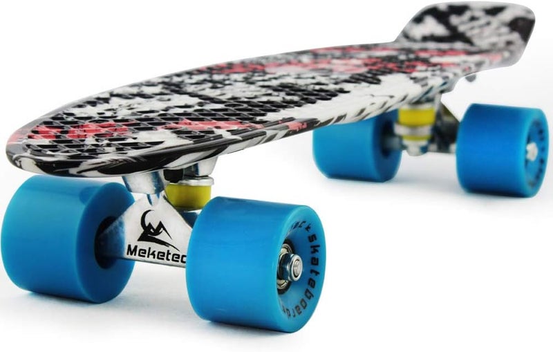 Meketec Skateboards Complete 22 Inch Mini Cruiser Retro Skateboard for Kids Boys Youths Beginners - Image 1