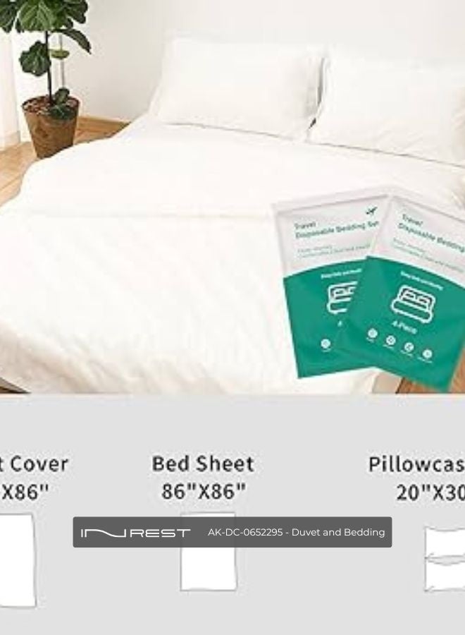 Inrest Home Plain King Duvet Set (without filling) 100% Microfiber 4 Pieces ( two pillow case with duvet cover and bed sheet) Travel A Disposable Four Piece set - Image 3