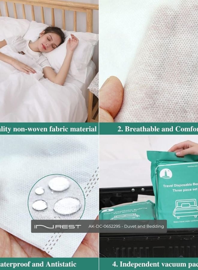 Inrest Home Plain King Duvet Set (without filling) 100% Microfiber 4 Pieces ( two pillow case with duvet cover and bed sheet) Travel A Disposable Four Piece set - Image 4