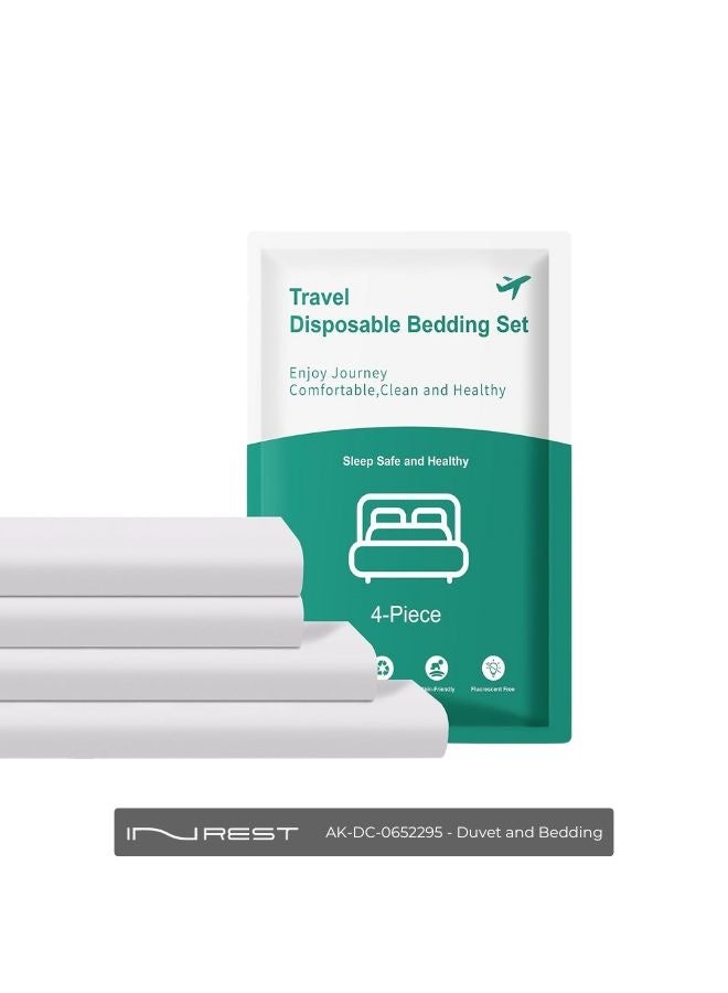 Inrest Home Plain King Duvet Set (without filling) 100% Microfiber 4 Pieces ( two pillow case with duvet cover and bed sheet) Travel A Disposable Four Piece set - Image 1