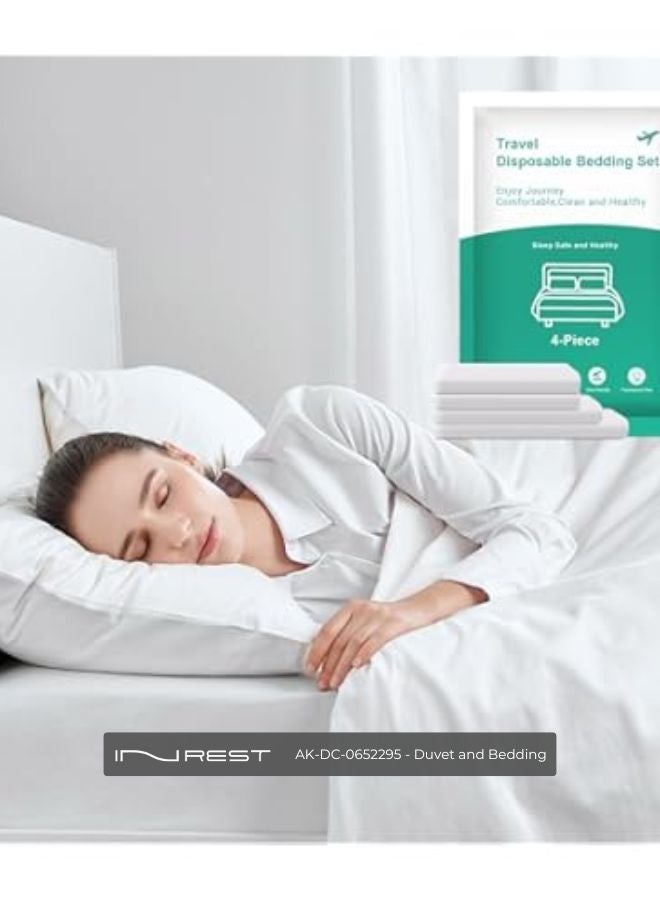 Inrest Home Plain King Duvet Set (without filling) 100% Microfiber 4 Pieces ( two pillow case with duvet cover and bed sheet) Travel A Disposable Four Piece set - Image 2