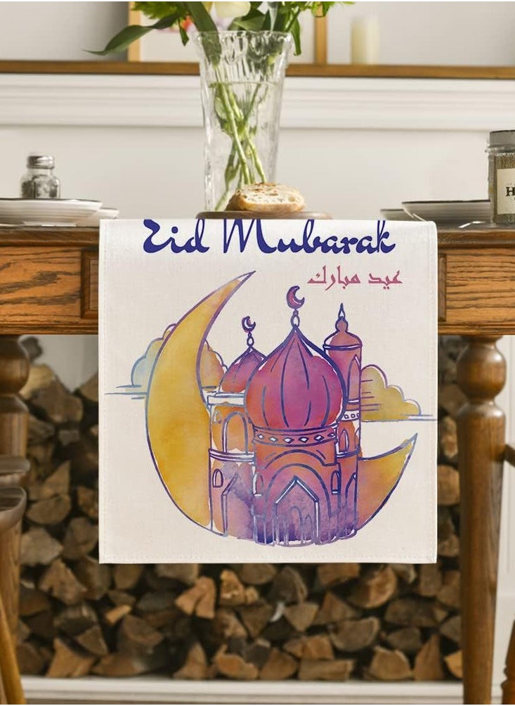 General Eid Mubarak Table Flag Table Runner Ramadan Kareem Table Decorations Star Moon Lantern Ramadan Decor Sets For  Dining Supply  - Image 2