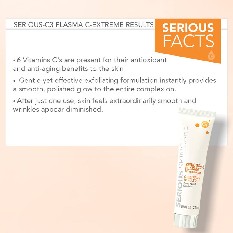 Serious Skincare - C-Extreme Results Facial Exfoliator - Deep Pore Cleansing & Resurfacing Skin Treatment - Vitamin C, Collagen & Natural Fruit Enzymes - For Smoother Radiant Face & Neck - 2 fl. oz - Image 2