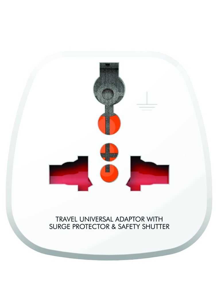 Modular 3013-3 Pin Travel Universal Adaptor (Suitable for 16A Sockets with Surge Protextor and Safety Shutter) - Image 1