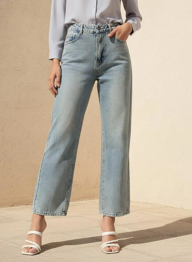 High Rise Jeans with Embellishments