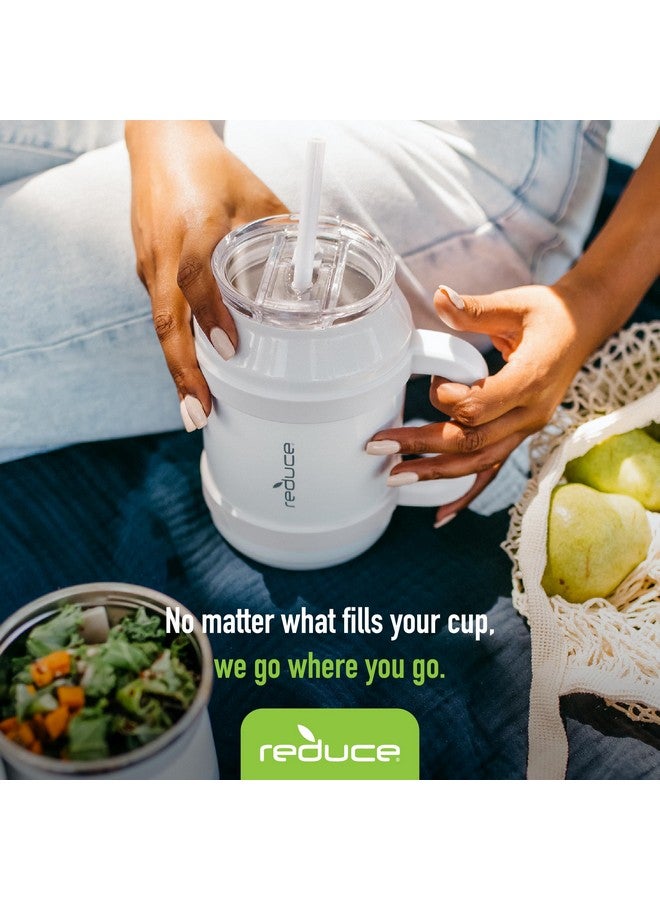 REDUCE Reusable 50 oz Cold1 Water Tumbler - Ergonomic Handle - Double-Wall Insulation - Sturdy Desktop/Tabletop Mug with Lid and Straw - BPA-Free - Stainless Steel for Gym, Home, or Office- Phantom - Image 4