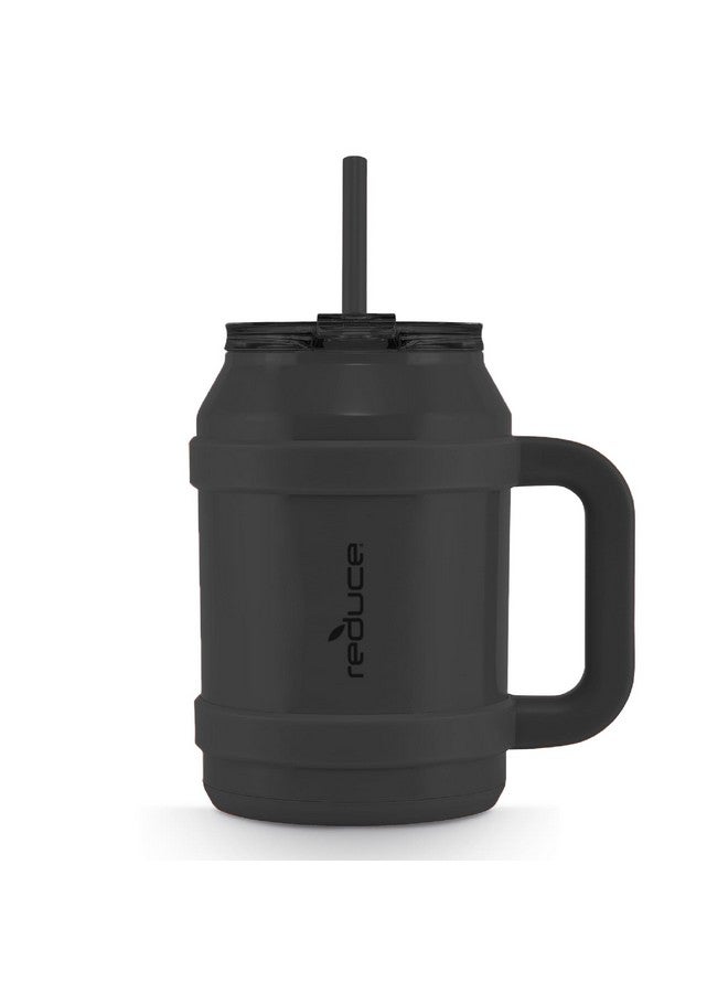 REDUCE Reusable 50 oz Cold1 Water Tumbler - Ergonomic Handle - Double-Wall Insulation - Sturdy Desktop/Tabletop Mug with Lid and Straw - BPA-Free - Stainless Steel for Gym, Home, or Office- Phantom - Image 1