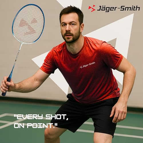 Jager_Smith Jager-Smith JS2000(Blue,White) Combo Aluminium Badminton Racquet with Tempered Steel Shaft & Featherlite 2 (Pack of 3) Feather Shuttles&Full Cover (Made in India) - Image 4