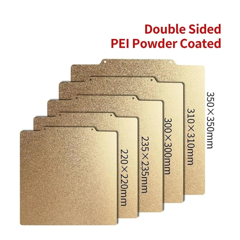 لوحة بناء طابعة ثلاثية الأبعاد 350x350 ملم ذات جانبين مطلي بمسحوق PEI المغناطيسي على فولاذ زنبركي منقوش مع قاعدة مغناطيسية - Image 3