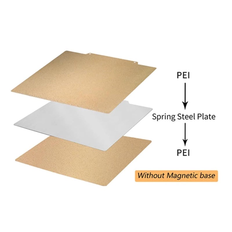 لوحة بناء طابعة ثلاثية الأبعاد 350x350 ملم ذات جانبين مطلي بمسحوق PEI المغناطيسي على فولاذ زنبركي منقوش مع قاعدة مغناطيسية - Image 5