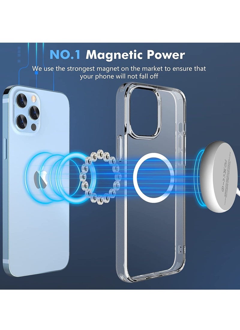 Raxoom Magnetic Clear for iPhone 12 Pro Max Compatible with Magsafe [Non-Yellowing] Hard PC with Soft Edges Cover, Slim Shockproof Case for 12 Pro Max 6.7 Inch,Clear - Image 3