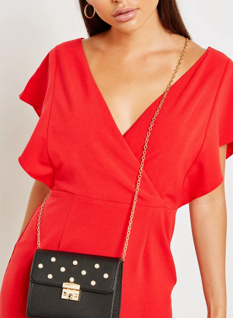 ELLA Pearl Flap Buckle Crossbody