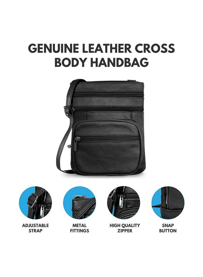 Ciana Genuine Leather Cross Body Bags Purse For Women Purses Women'S Shoulder Sling Handbags Soft Purse For Travel Sports Running Hiking (Black) - Image 4