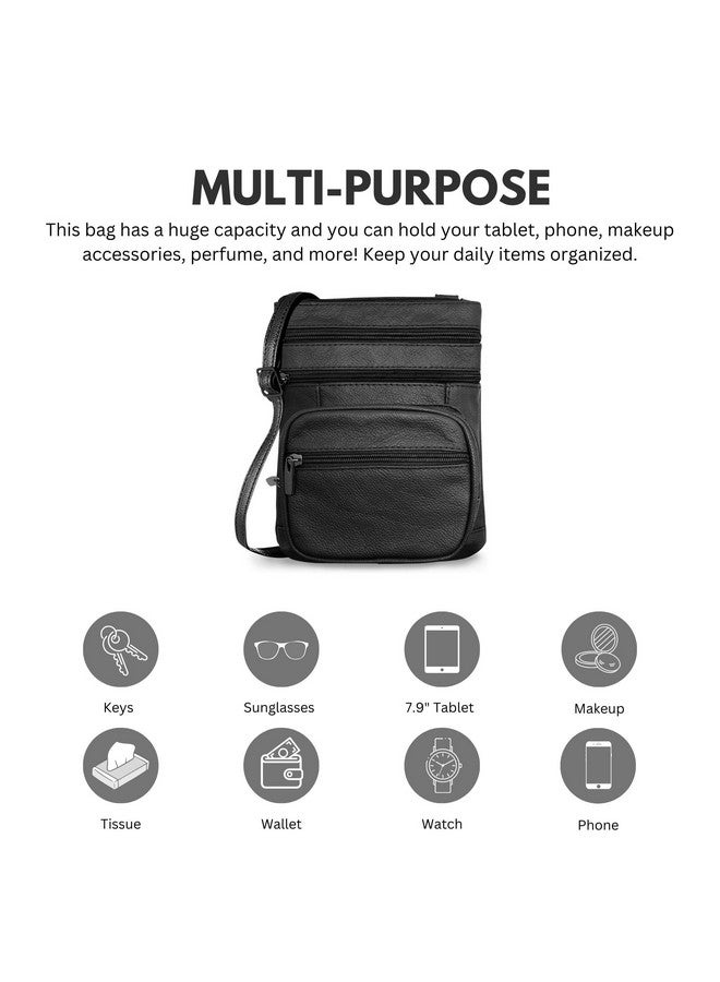 Ciana Genuine Leather Cross Body Bags Purse For Women Purses Women'S Shoulder Sling Handbags Soft Purse For Travel Sports Running Hiking (Black) - Image 3